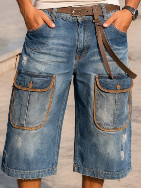 Other - DSQUARED2 Italian-made Gothic/Steampunk Utility blue jean Shorts 36/38 near new